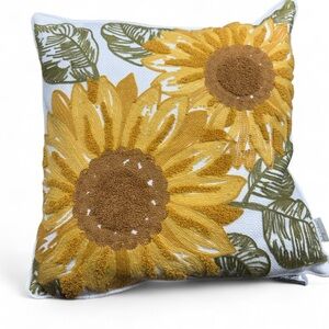 Sunflower Embroidered Throw Pillow Set of 5